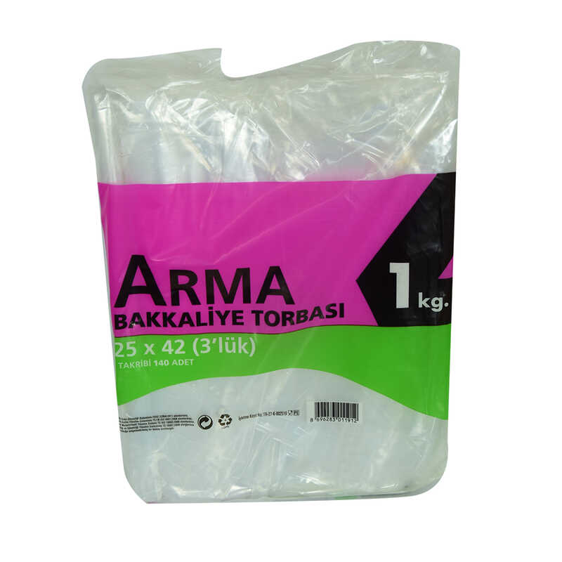 Naylon Torba Arma Şeffaf Bakkaliye Kuruyemiş Şeker Torbası 25×42 (3 lik ) Takribi 140 Adet 1000 Gr