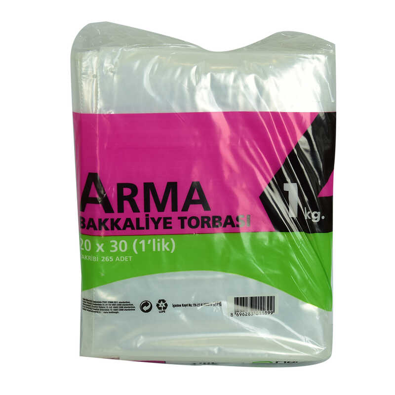 Naylon Torba Arma Şeffaf Bakkaliye Kuruyemiş Şeker Torbası 20×30 (1 lik ) Takribi 265 Adet 1000 Gr